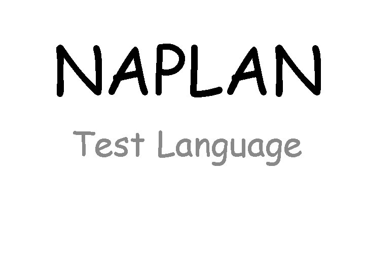 NAPLAN Test Language 