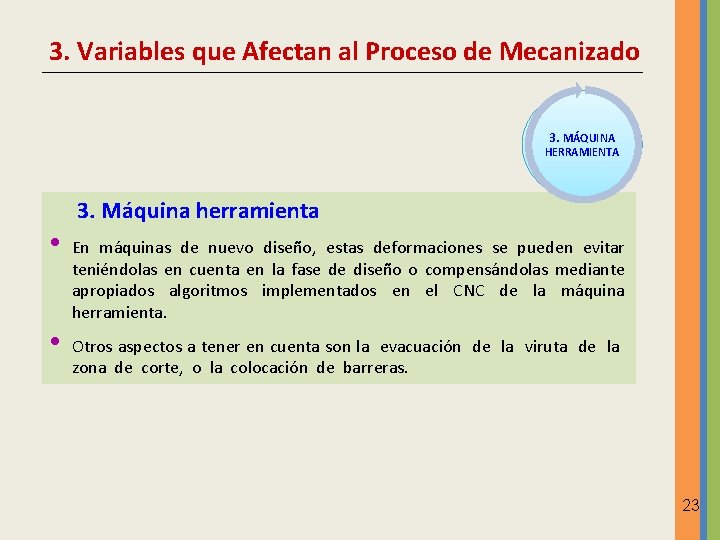 3. Variables que Afectan al Proceso de Mecanizado 3. MÁQUINA HERRAMIENTA • • 3. 3. Variables que Afectan al Proceso de Mecanizado 3. MÁQUINA HERRAMIENTA • • 3.