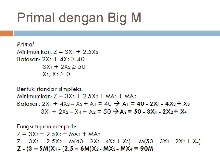 Primal dengan Big M 