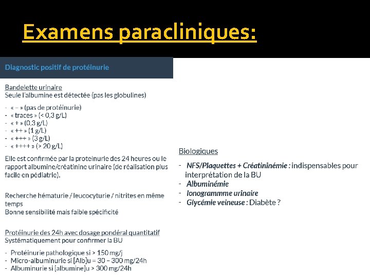 Examens paracliniques: 