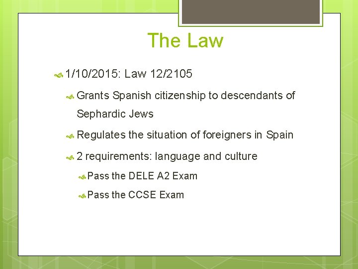 The Law 1/10/2015: Grants Law 12/2105 Spanish citizenship to descendants of Sephardic Jews Regulates