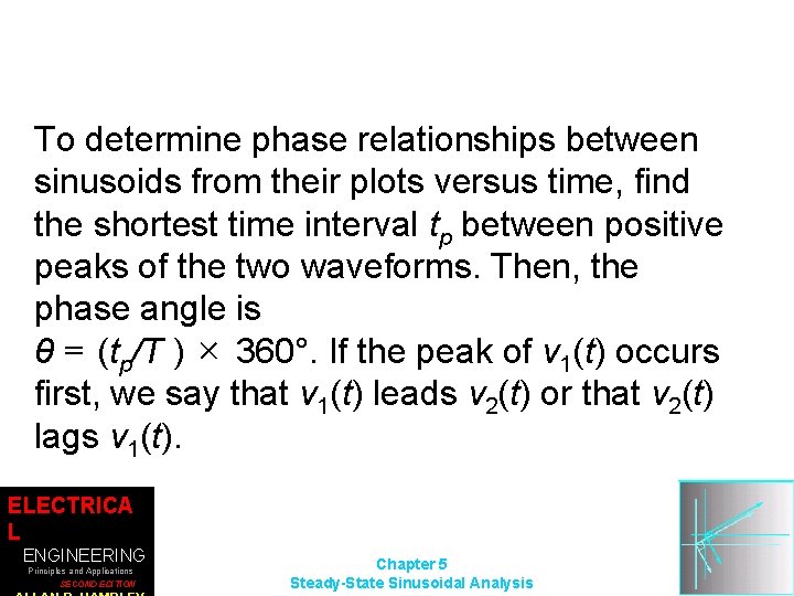 To determine phase relationships between sinusoids from their plots versus time, find the shortest