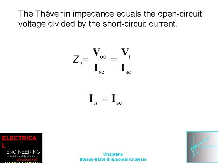 The Thévenin impedance equals the open-circuit voltage divided by the short-circuit current. ELECTRICA L