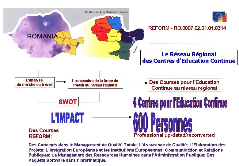 REFORM - RO. 0007. 02. 01. 0314 Le Réseau Régional des Centres d‘Education Continue