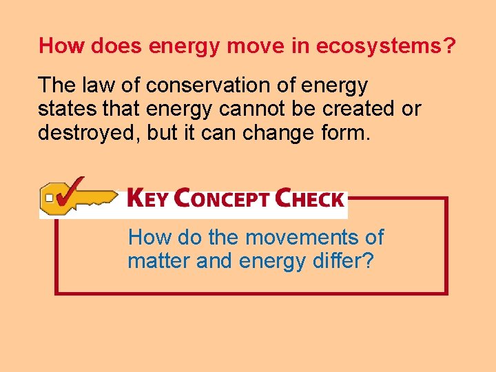 How does energy move in ecosystems? The law of conservation of energy states that