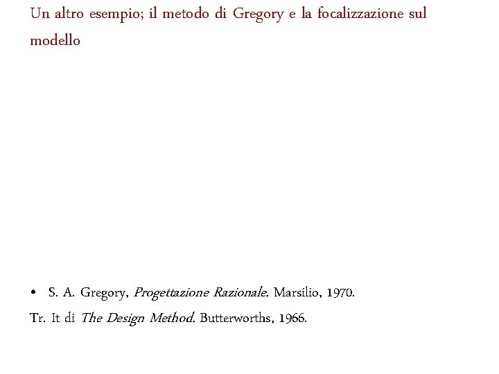 Un altro esempio; il metodo di Gregory e la focalizzazione sul modello • S.