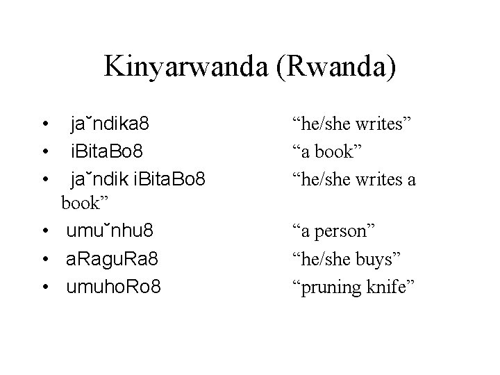 Kinyarwanda (Rwanda) • • • ja˘ndika 8 i. Bita. Bo 8 ja˘ndik i. Bita.