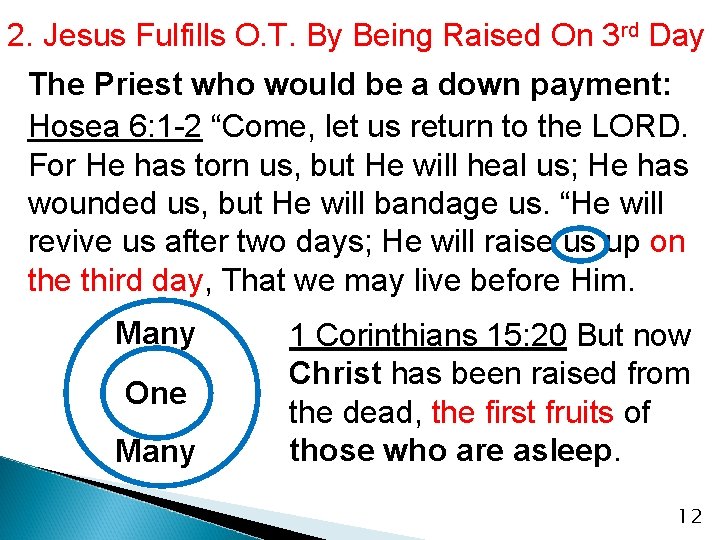 2. Jesus Fulfills O. T. By Being Raised On 3 rd Day The Priest
