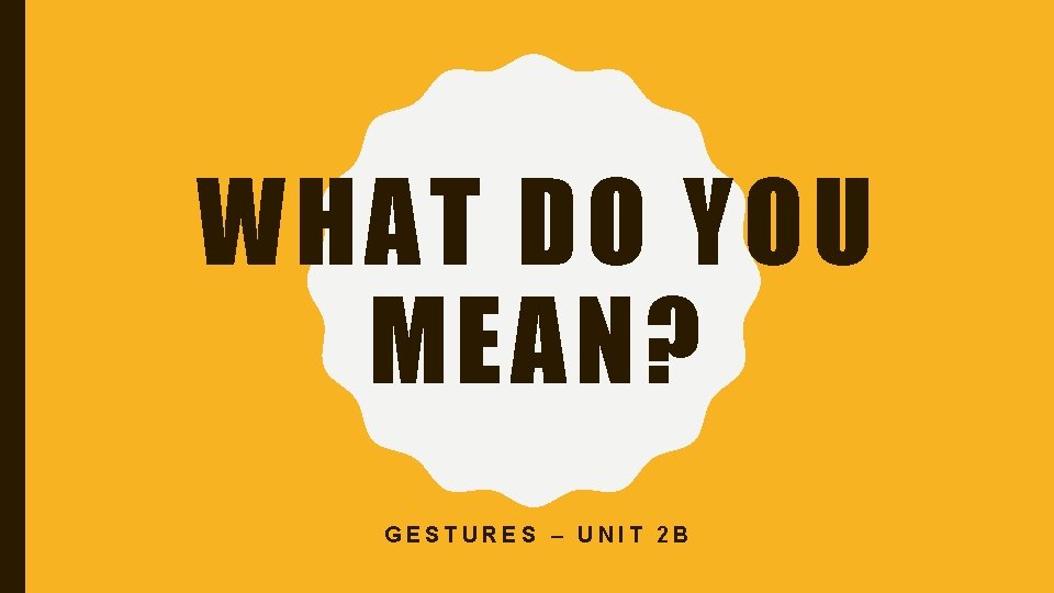 WHAT DO YOU MEAN? GESTURES – UNIT 2 B 
