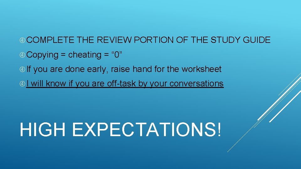  COMPLETE Copying If I THE REVIEW PORTION OF THE STUDY GUIDE = cheating