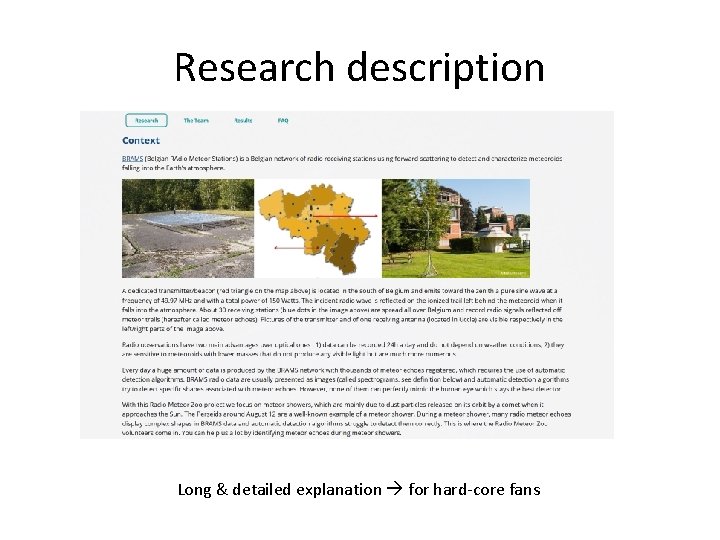 Research description Long & detailed explanation for hard-core fans 