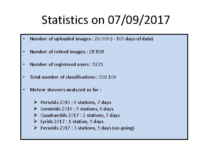 Statistics on 07/09/2017 • Number of uploaded images : 29 006 ( 100 days