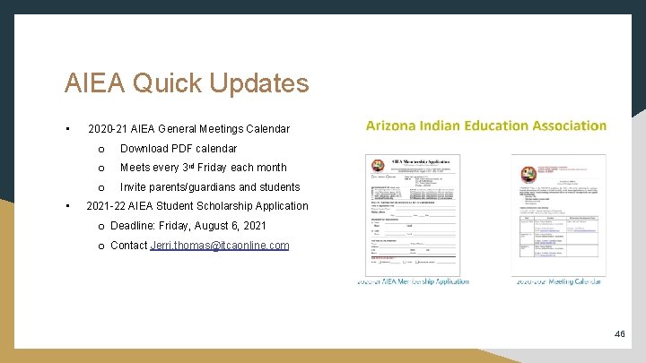 AIEA Quick Updates • • 2020 -21 AIEA General Meetings Calendar o Download PDF AIEA Quick Updates • • 2020 -21 AIEA General Meetings Calendar o Download PDF