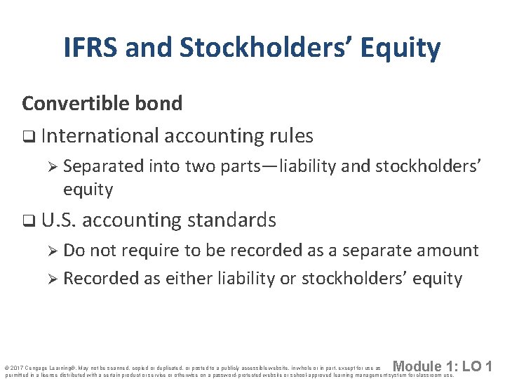 IFRS and Stockholders’ Equity Convertible bond q International accounting rules Ø Separated into equity