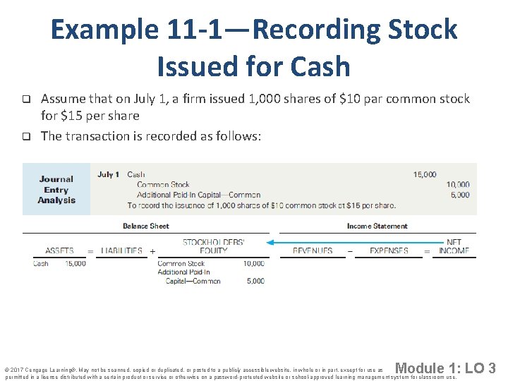 Example 11 -1—Recording Stock Issued for Cash q q Assume that on July 1,