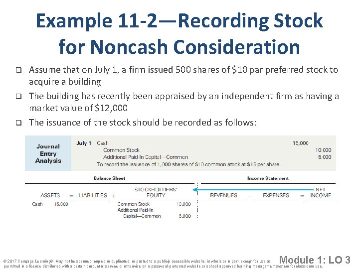 Example 11 -2—Recording Stock for Noncash Consideration q q q Assume that on July