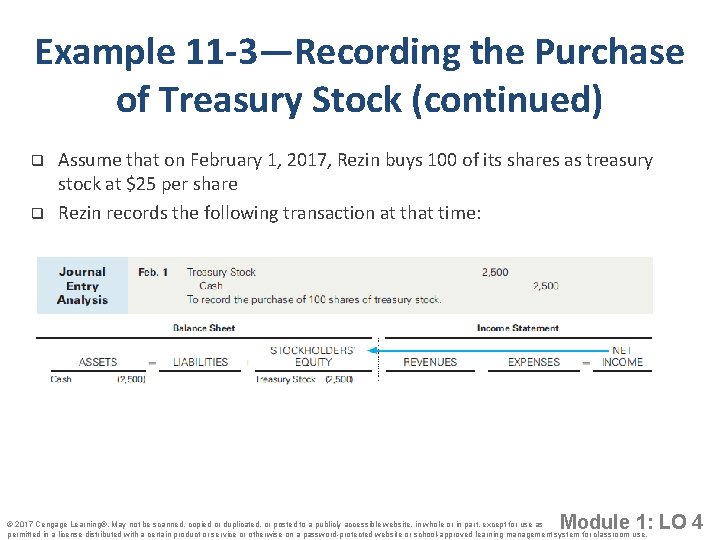 Example 11 -3—Recording the Purchase of Treasury Stock (continued) q q Assume that on