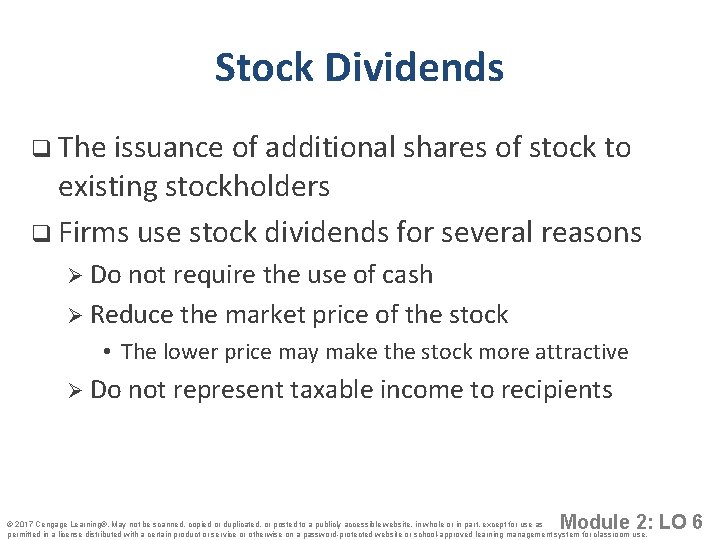 Stock Dividends q The issuance of additional shares of stock to existing stockholders q