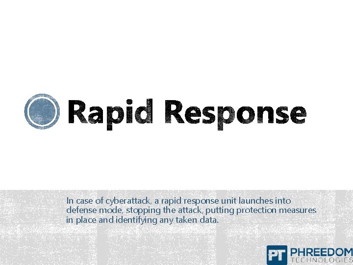 In case of cyberattack, a rapid response unit launches into defense mode, stopping the