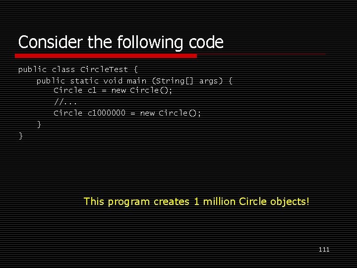 Consider the following code public class Circle. Test { public static void main (String[]