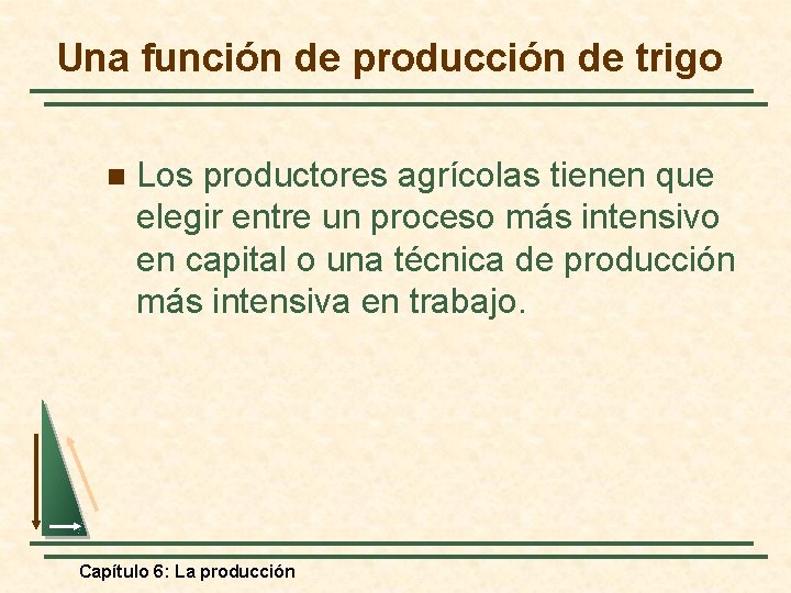 Una función de producción de trigo n Los productores agrícolas tienen que elegir entre