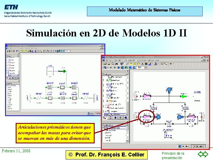 Modelado Matemático de Sistemas Físicos Simulación en 2 D de Modelos 1 D II
