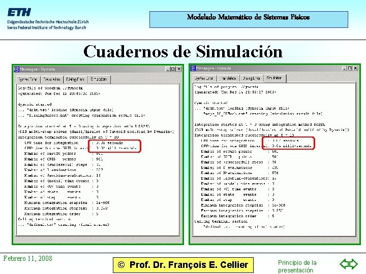 Modelado Matemático de Sistemas Físicos Cuadernos de Simulación Febrero 11, 2008 © Prof. Dr.