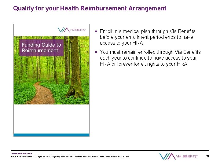 Qualify for your Health Reimbursement Arrangement § Enroll in a medical plan through Via