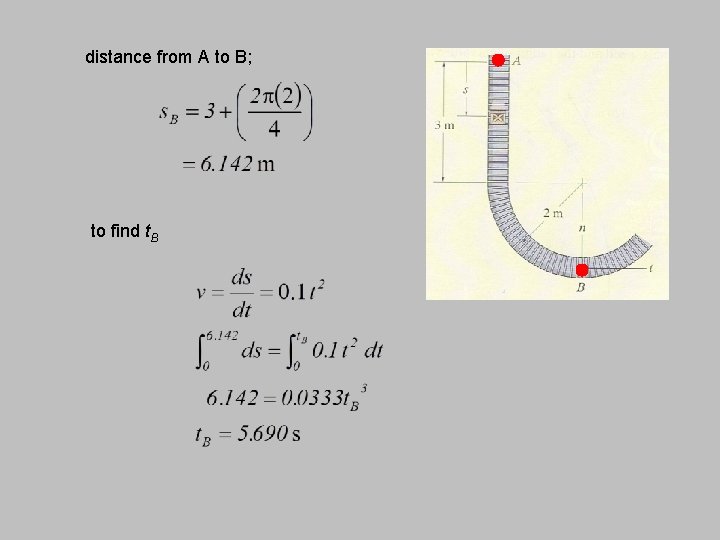 distance from A to B; to find t. B 