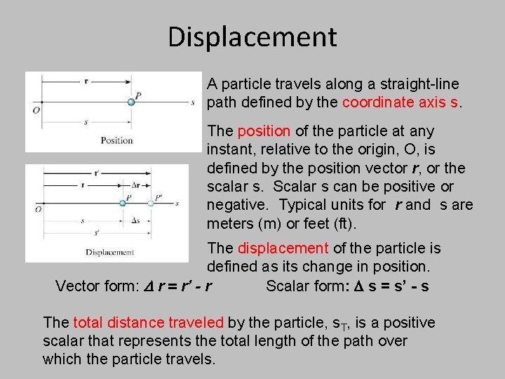 Displacement A particle travels along a straight-line path defined by the coordinate axis s.