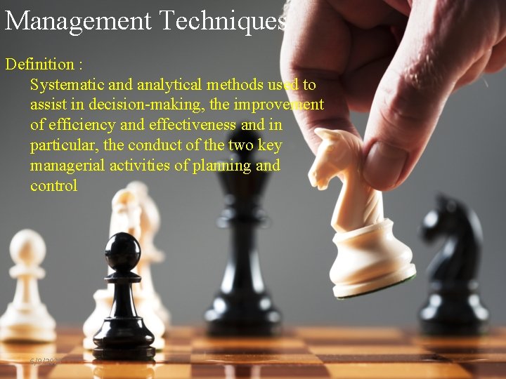 Management Techniques Classification Modern Management Techniques 692021 Plan of Presentation Introduction