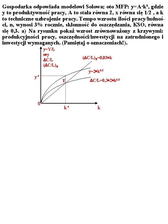 Gospodarka odpowiada modelowi Solowa; oto MFP: y=A·kx, gdzie y to produktywność pracy, A to