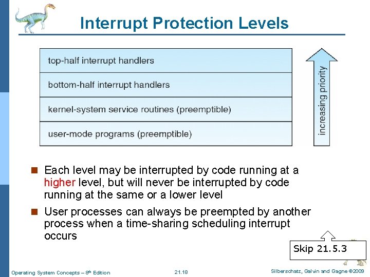 Interrupt Protection Levels n Each level may be interrupted by code running at a