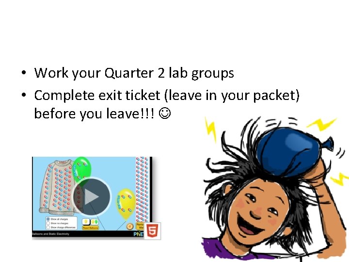  • Work your Quarter 2 lab groups • Complete exit ticket (leave in