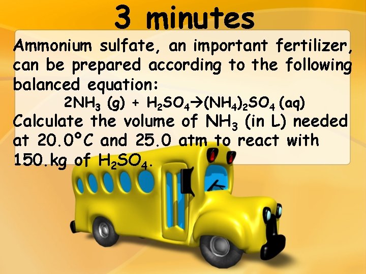 3 minutes Ammonium sulfate, an important fertilizer, can be prepared according to the following