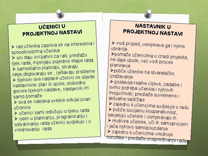 UČENICI U PROJEKTNOJ NASTAVI na interesima i se a iv sn za a ik