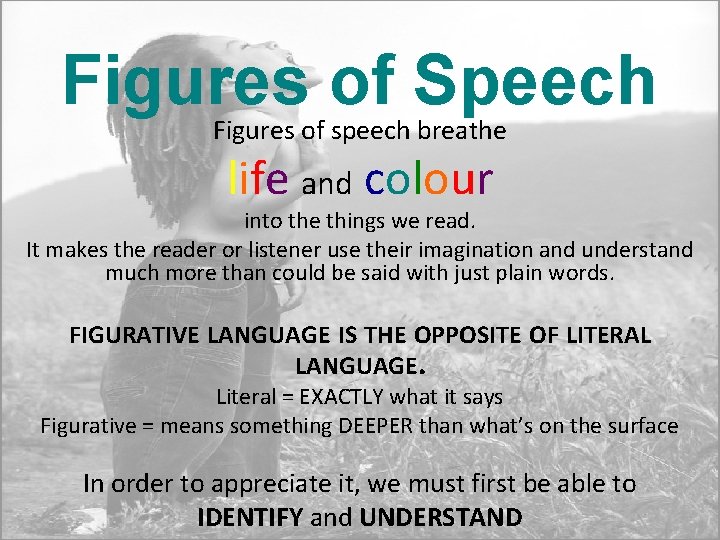 Figures of Speech Figures of speech breathe life and colour into the things we