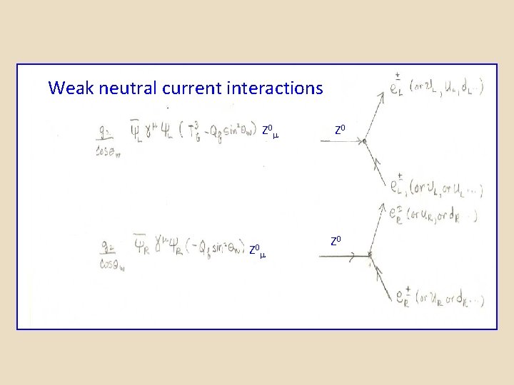 Weak neutral current interactions Z 0 