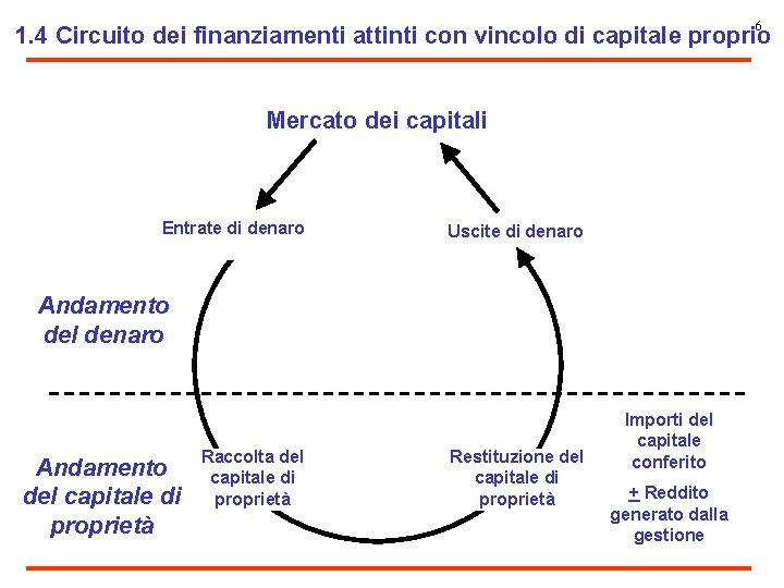 6 1. 4 Circuito dei finanziamenti attinti con vincolo di capitale proprio Mercato dei