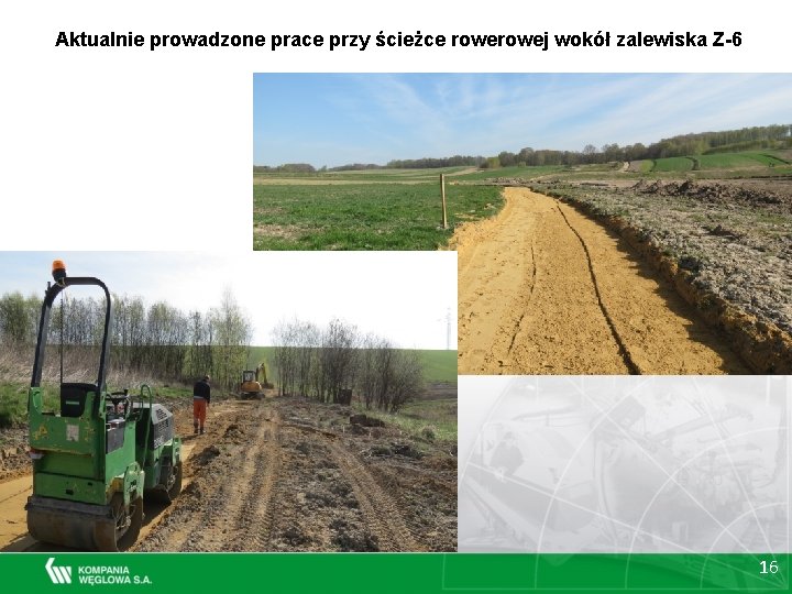 Aktualnie prowadzone prace przy ścieżce rowej wokół zalewiska Z-6 16 