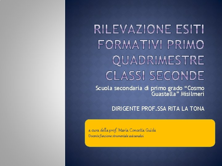 Scuola secondaria di primo grado “Cosmo Guastella” Misilmeri DIRIGENTE PROF. SSA RITA LA TONA