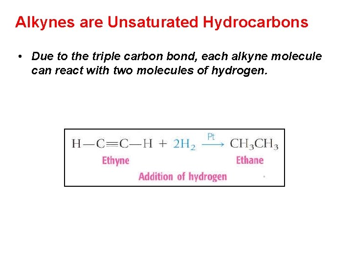 Alkynes are Unsaturated Hydrocarbons • Due to the triple carbon bond, each alkyne molecule