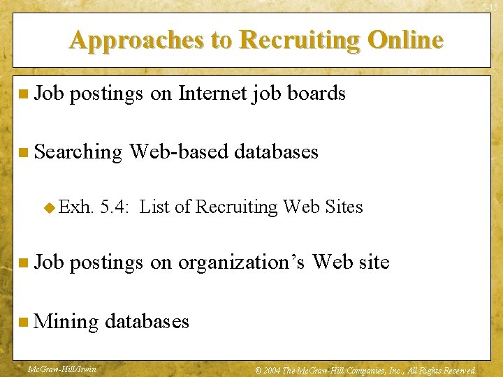 5 -15 Approaches to Recruiting Online n Job postings on Internet job boards n
