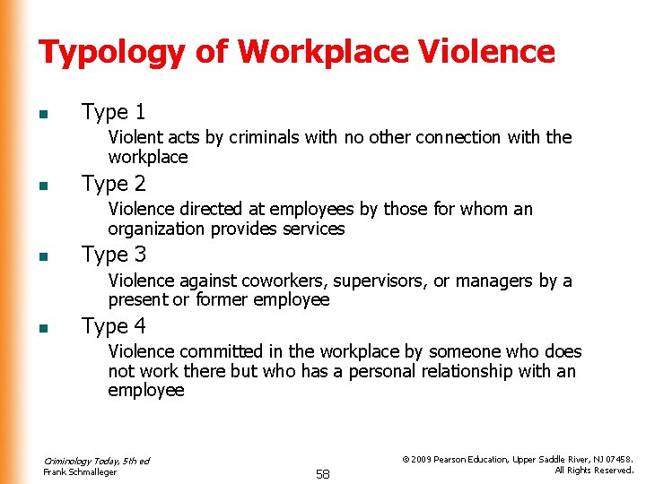 Typology of Workplace Violence n Type 1 Violent acts by criminals with no other