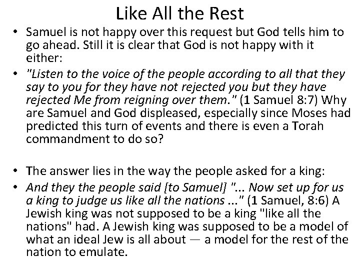 Like All the Rest • Samuel is not happy over this request but God Like All the Rest • Samuel is not happy over this request but God