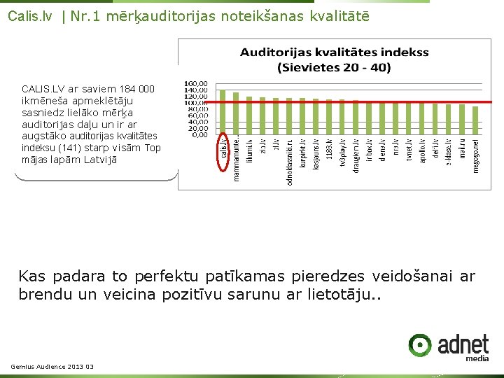 Calis. lv | Nr. 1 mērķauditorijas noteikšanas kvalitātē CALIS. LV ar saviem 184 000