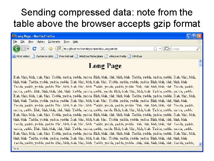 Sending compressed data: note from the table above the browser accepts gzip format 