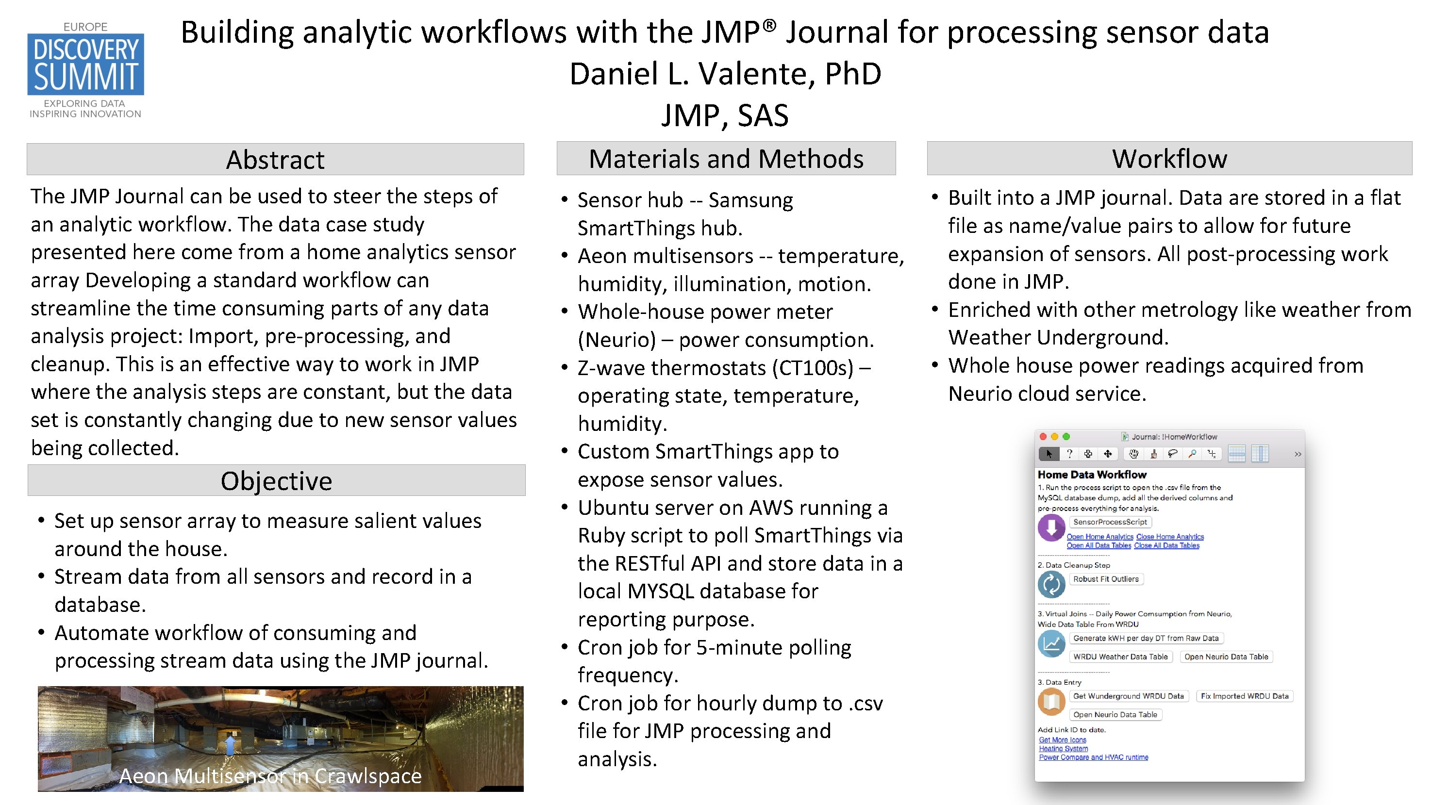 Building analytic workflows with the JMP® Journal for processing sensor data Daniel L. Valente,