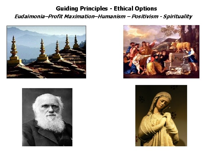 Guiding Principles - Ethical Options Eudaimonia–Profit Maximation–Humanism – Positivism - Spirituality 