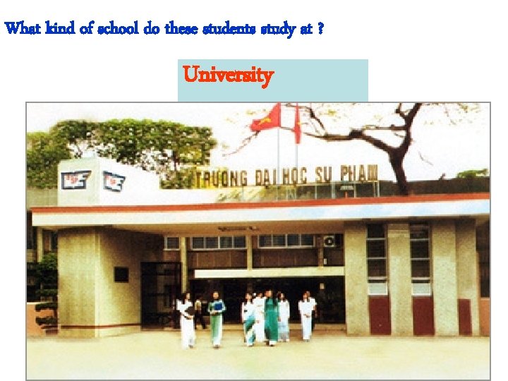 What kind of school do these students study at ? University 